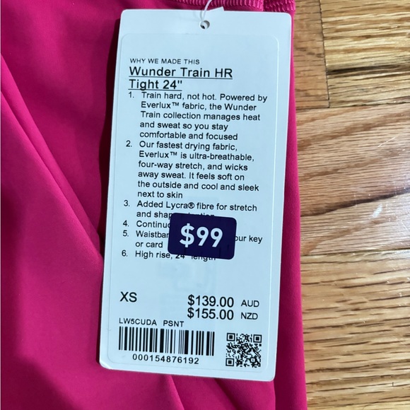 lululemon Wunder Train High Rise Tight XS 24” Passionate - Picture 3 of 3